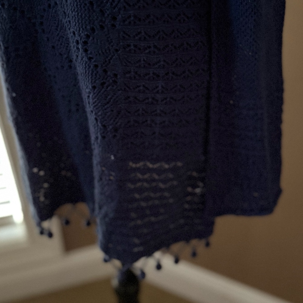 Chic Lilly Pulitzer Navy Crochet Long Sleeve Sweater Size Large - Picture 6 of 7